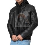 Brent Black Leather Biker Jacket