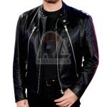 Buble Black Leather Biker Jacket