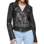 Emilia Black Leather Biker Jacket