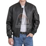 Black Leather Bomber Jacket