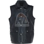 Men Fleece Lining Leather Vest