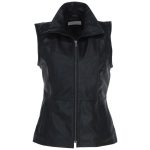 Women Regular Fit Black Leather Vest