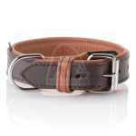 Soft Leather Dog Collar with Buckle Protection Detroit Brown/Orange Brown, 30-38cm, 3.2cm