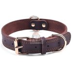 Genuine Leather Dog Collar, Heavy Duty Dog Collar with Metal Buckle, Soft and Durable Leather Collars Adjustable for Large Dogs