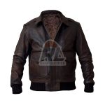 Men's Pilot A2 Bomber Aviator Military Leather Jacket