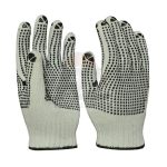 Seamless Knitted PVC Dotted Gloves (Black & Off White)